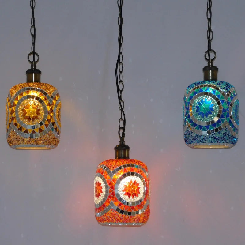 Afralia™ Bohemia Turkish Mosaic Sconce LED Hanging Light E27 Vintage Retro Mediterranean