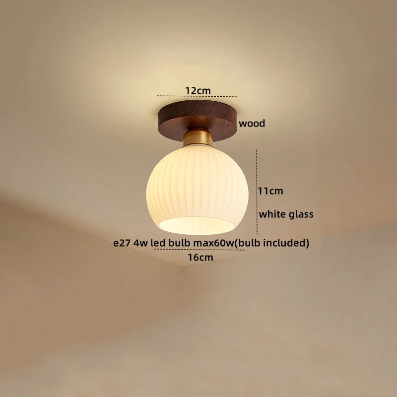 Afralia™ Wood Glass LED Ceiling Lights Modern Luminaria De Teto for Home Décor
