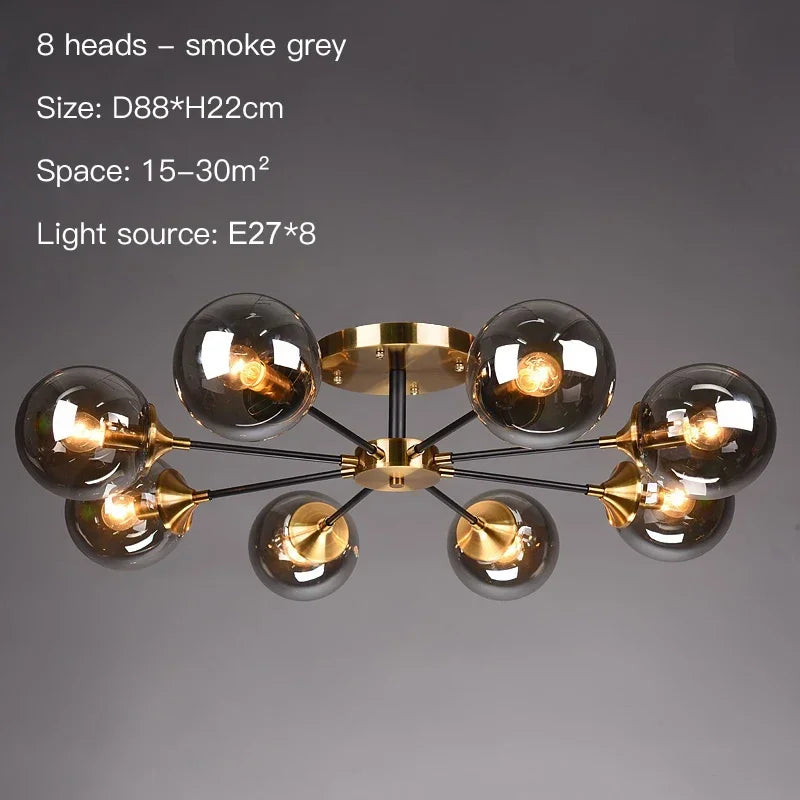 Afralia™ Glass Ball LED Chandelier Ceiling Light for Living Room & Bedroom