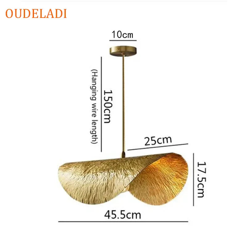 Afralia™ Lotus Leaf Copper Chandelier: Vintage Pendant Light for Home Kitchen Island Decor