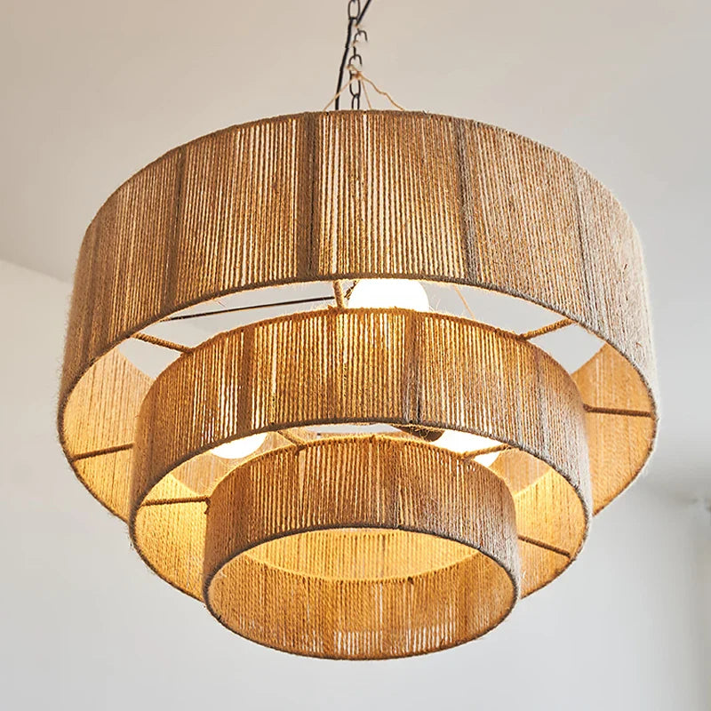 Afralia™ Wabi Sabi Rattan Pendant Light Chandelier for Home Decor & Living Room