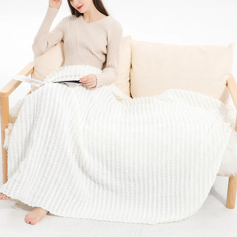 Afralia™ Nordic Tassel Knit Blanket - Cozy Knitted Throw for Home and Travel