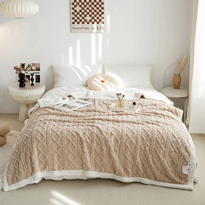 Afralia™ Geometric Soft Tafurong Blanket / Thick Skin-friendly Lamb Wool Blanket / Office Nap Thermal Blanket