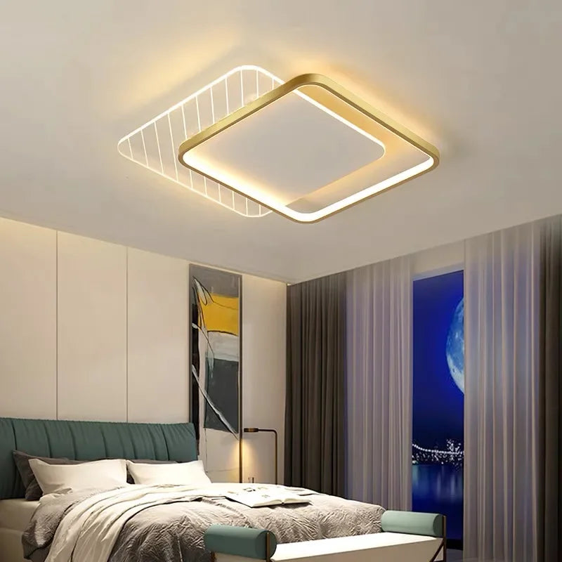 Afralia™ Modern LED Ceiling Lights for Bedroom Living Room Kitchen Study Square Round Lamp