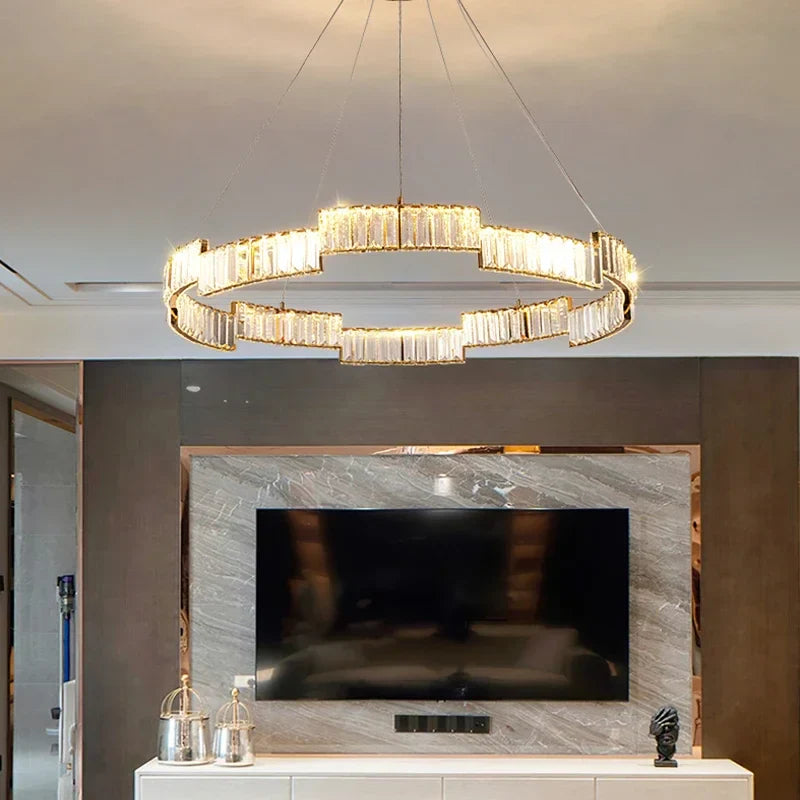 Afralia™ Crystal Pendant Chandelier: Modern Luxury LED Fixture for Living Dining Kitchen Bedroom