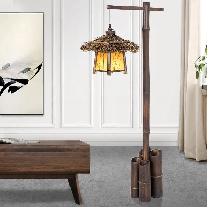 Afralia™ Bamboo Weave Floor Lamp | Retro Design for Zen Living Room & Study