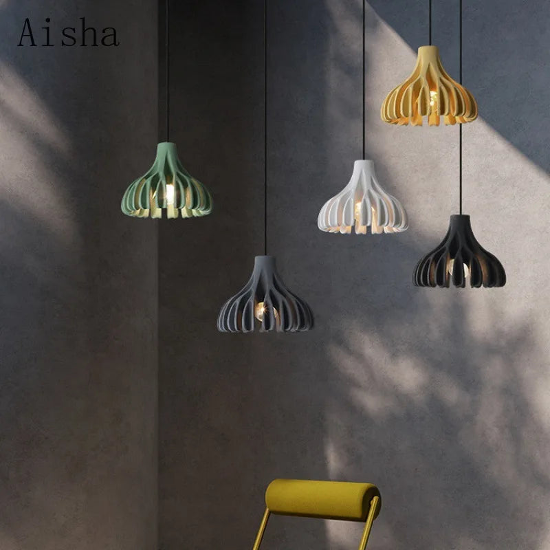 Afralia™ Nordic Coral Resin Pendant Light Chandelier E27 for Bedroom Living Room Decor