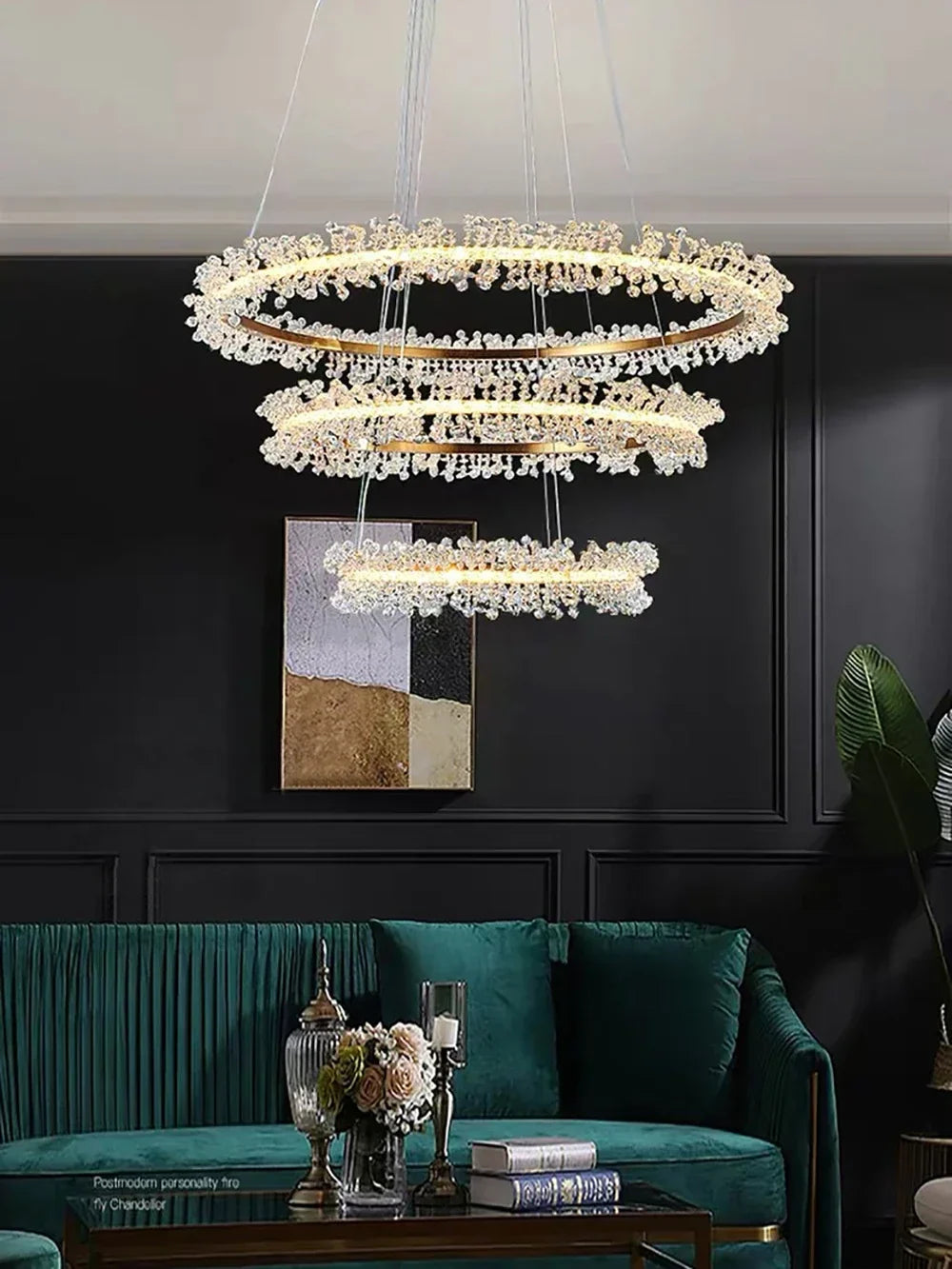 Afralia™ Luxury Crystal Pendant LED Chandelier for Living Dining Bedroom