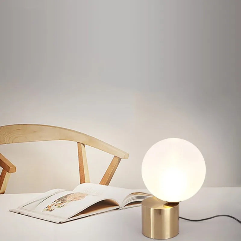 Afralia™ Glass Circular Table Lamp for Bedroom Study Hotel Modern Decorative Ball Desk Lamp