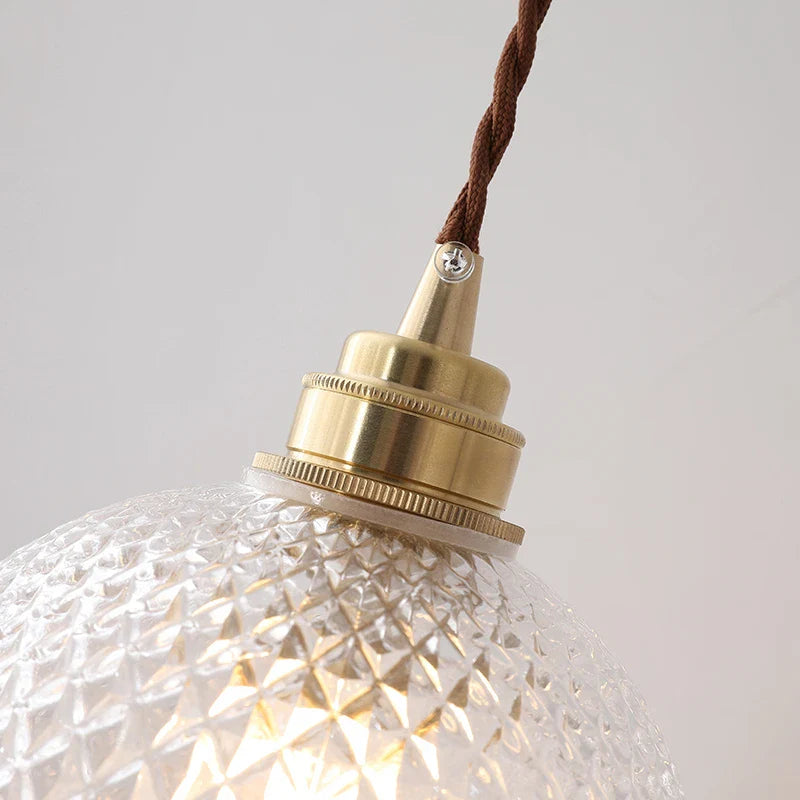Afralia™ Glass Ball LED Pendant Light: Nordic Modern Copper Socket Hanging Lamp for Home Indoor Lighting.