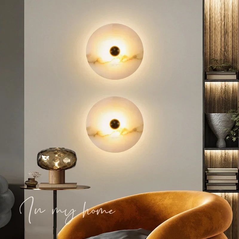 Afralia™ White Marble LED Wall Sconce Nordic Modern Simple Home Decor Mirror Light