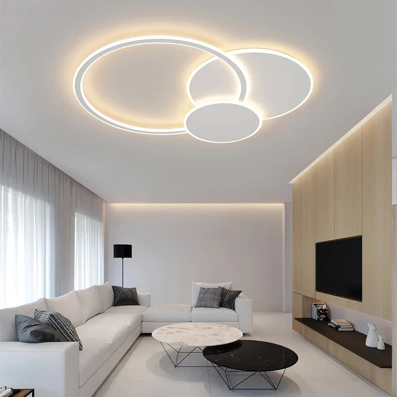 Afralia™ Modern LED Round Chandelier with Remote Control for Home Decor