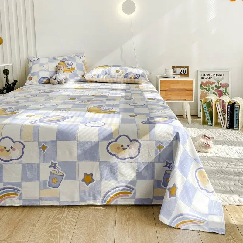 Afralia™ Tropical Plants Print Cotton Double Bed Sheet for Soft & Comfortable Sleep