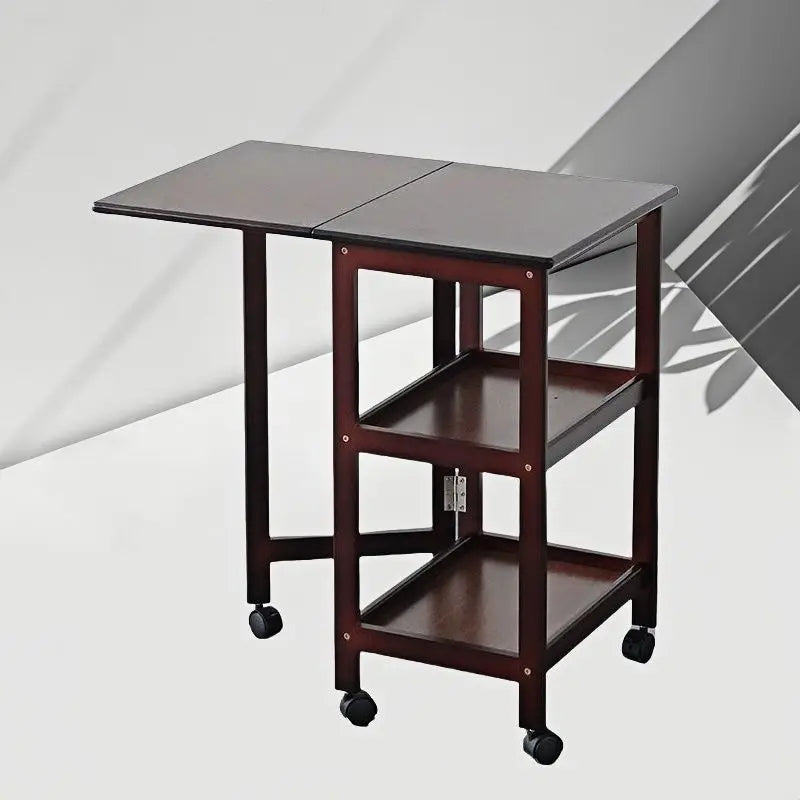 Afralia™ Solid Wood Dining Table Folding Side Cabinet with Storage Shelf