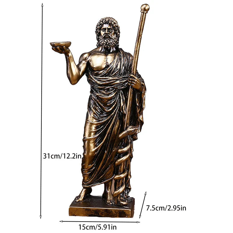 Afralia™ Asclepius Mini Statue: Greek God of Medicine Resin Figurine for Home Office Decor