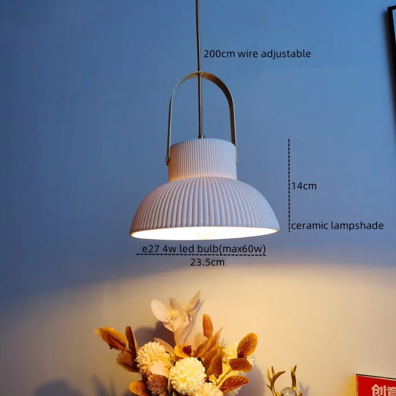 Afralia™ White Ceramic LED Pendant Light for Living Room Kitchen Bedroom