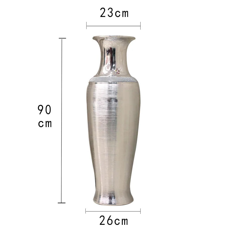 Afralia™ European Luxury Ceramic Floor Vase in Golden & Silver for Elegant Home Decor