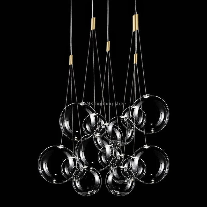 Afralia™ Glass Ball Chandelier - Nordic Modern Designer LED Pendant Lights for Home Decor