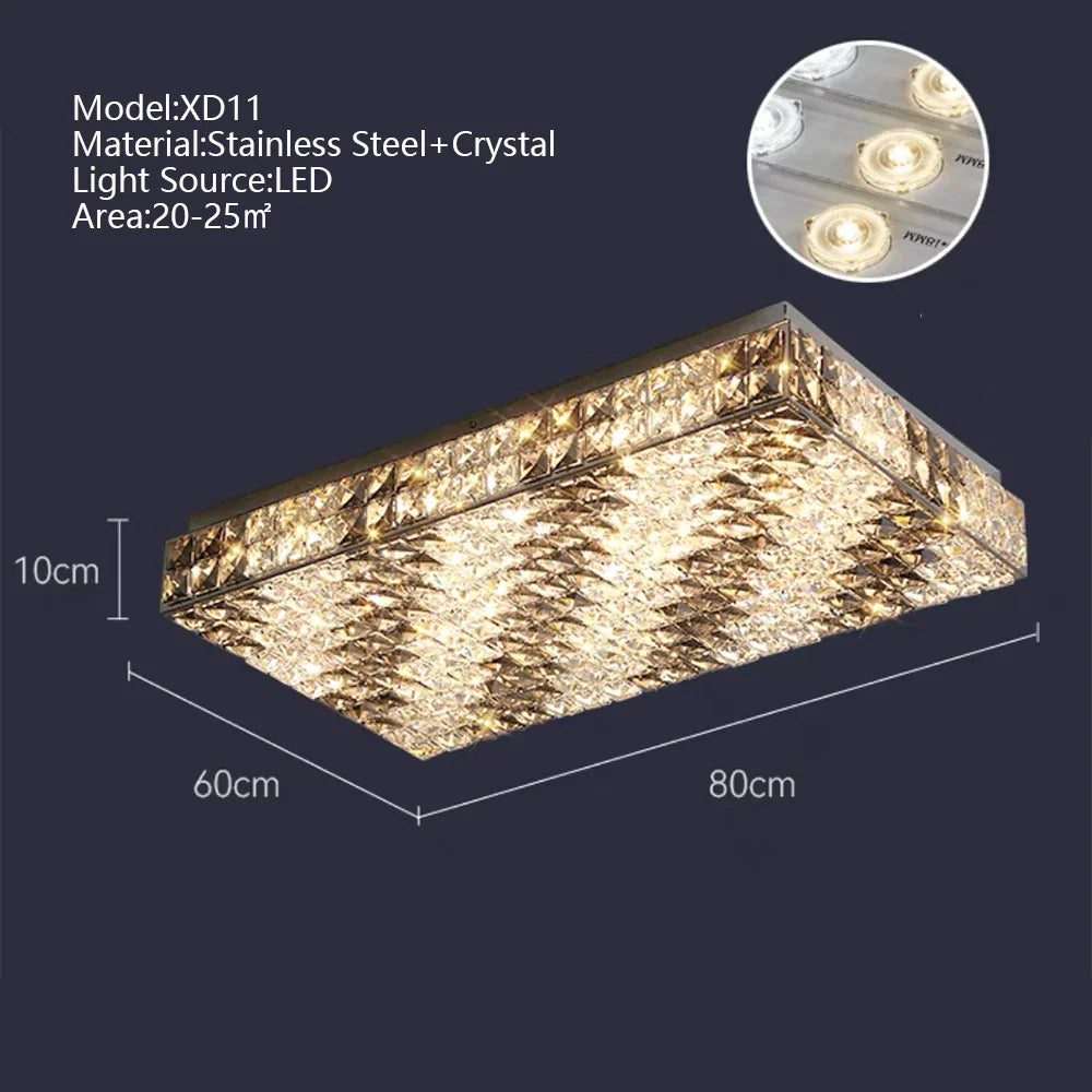 Afralia™ Crystal LED Rectangle Chandelier for Elegant Home Decor