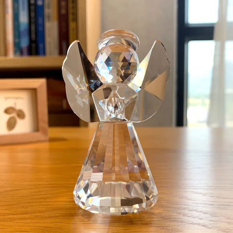 Crystal Angel Glass Figurine Paperweight by Afralia™ - Collectible Home Decor & Gift