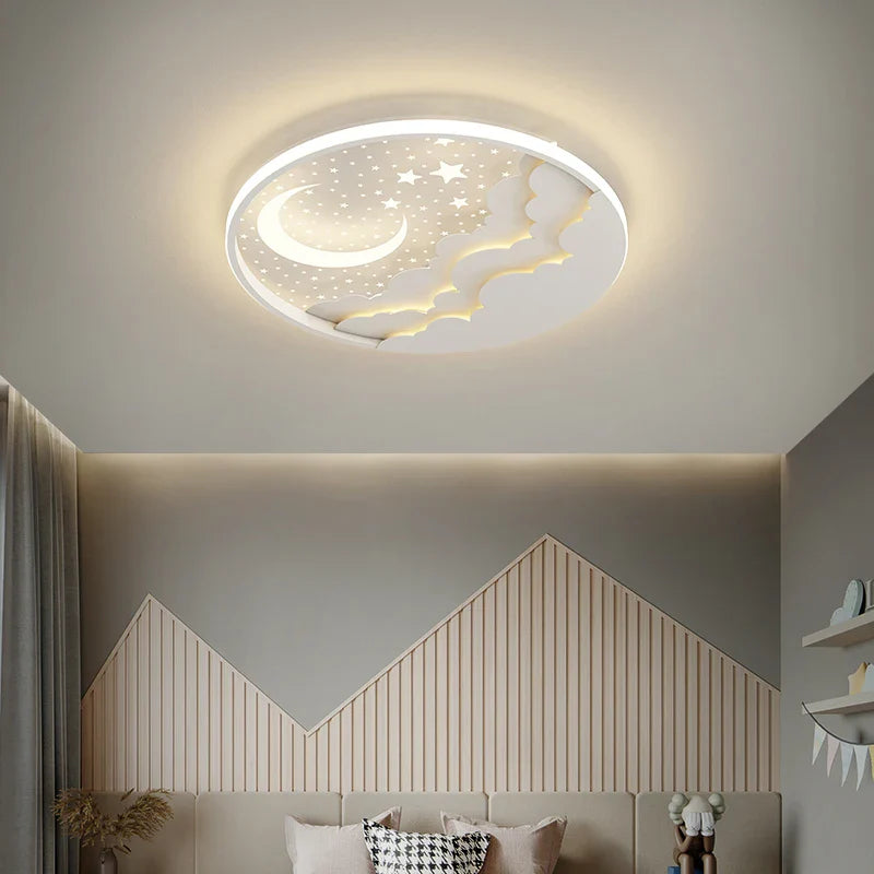 Afralia™ Moon Star Ceiling Lamp: Nordic Minimalist LED Light for Bedroom and Children's Room