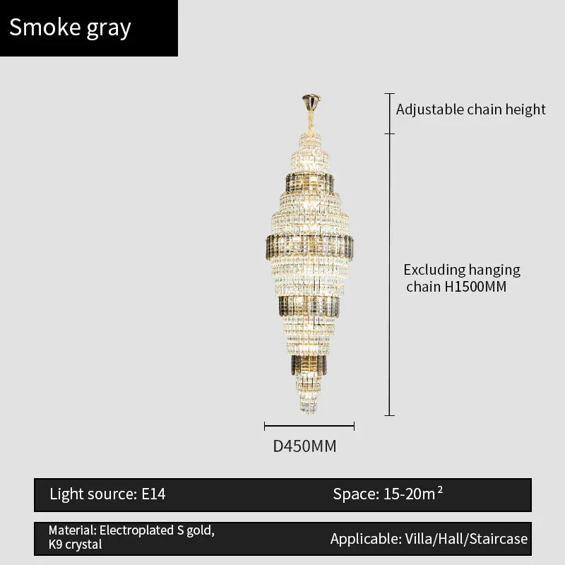 Afralia™ Crystal Duplex Chandelier: Luxe Hollow Design for Living Room, Staircase.