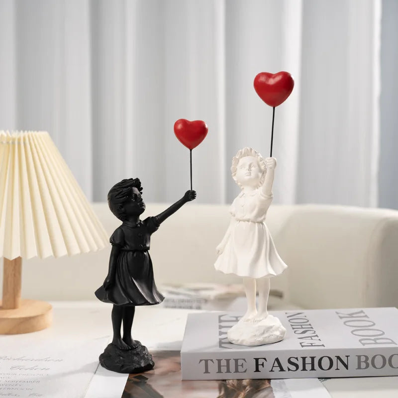 Afralia™ Banksy Girl Balloon Sculpture Figure for Modern Interior Decor