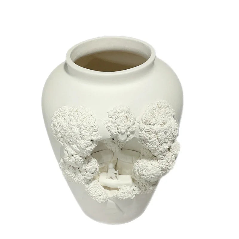 Afralia™ Handcrafted Abstract Ceramic Relief Vase for Home Decor