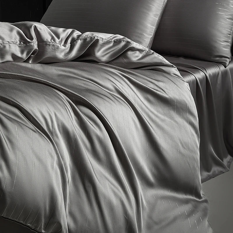 Afralia™ Eucalyptus Fiber Dark Gray Bedding Set: Soft, Silky Duvet Cover, Bed Sheet, Pillowcases