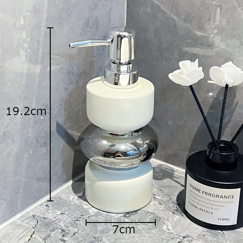 Afralia™ Silver Ceramic Soap Dispenser Pump Bathroom Lotion Bottle Hotel Home Accessory