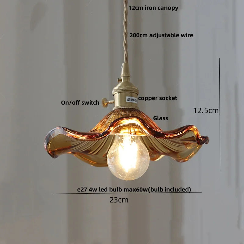 Afralia™ Walnut Wood LED Pendant Light Fixture with Adjustable Green Glass Shade