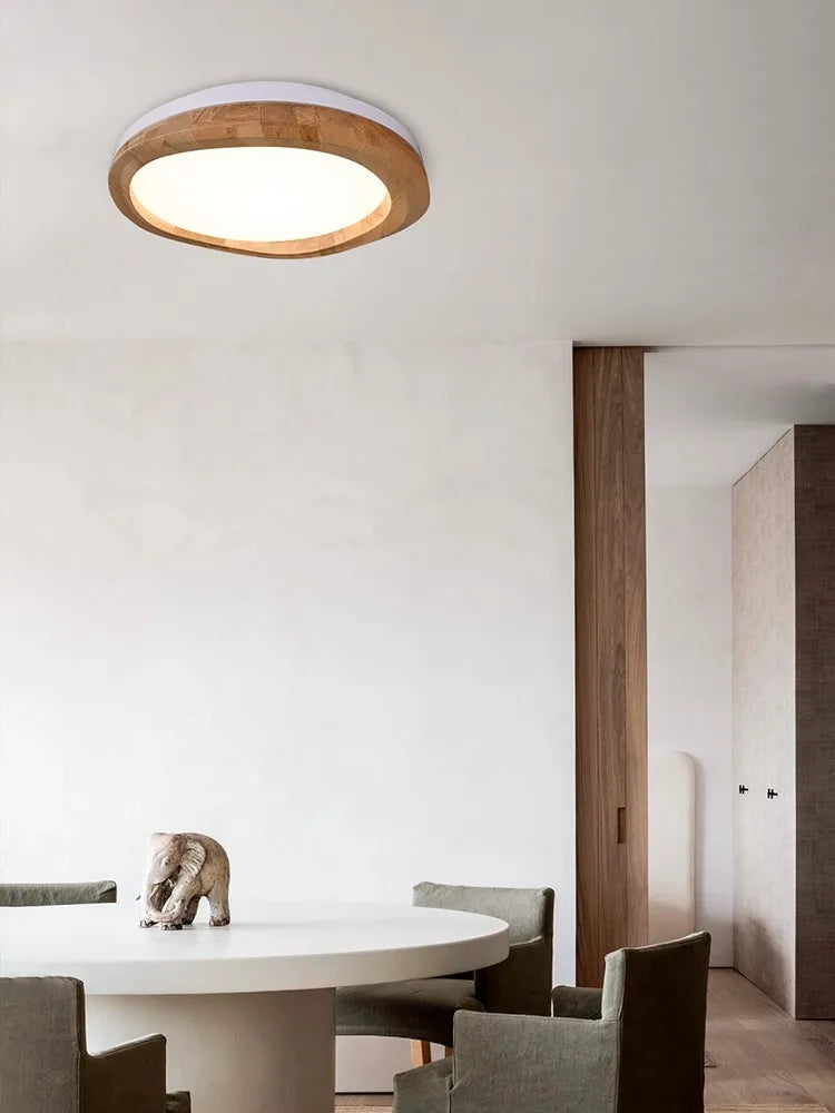 Afralia™ Modern Solid Wood LED Ceiling Light Fixture for Home Decor