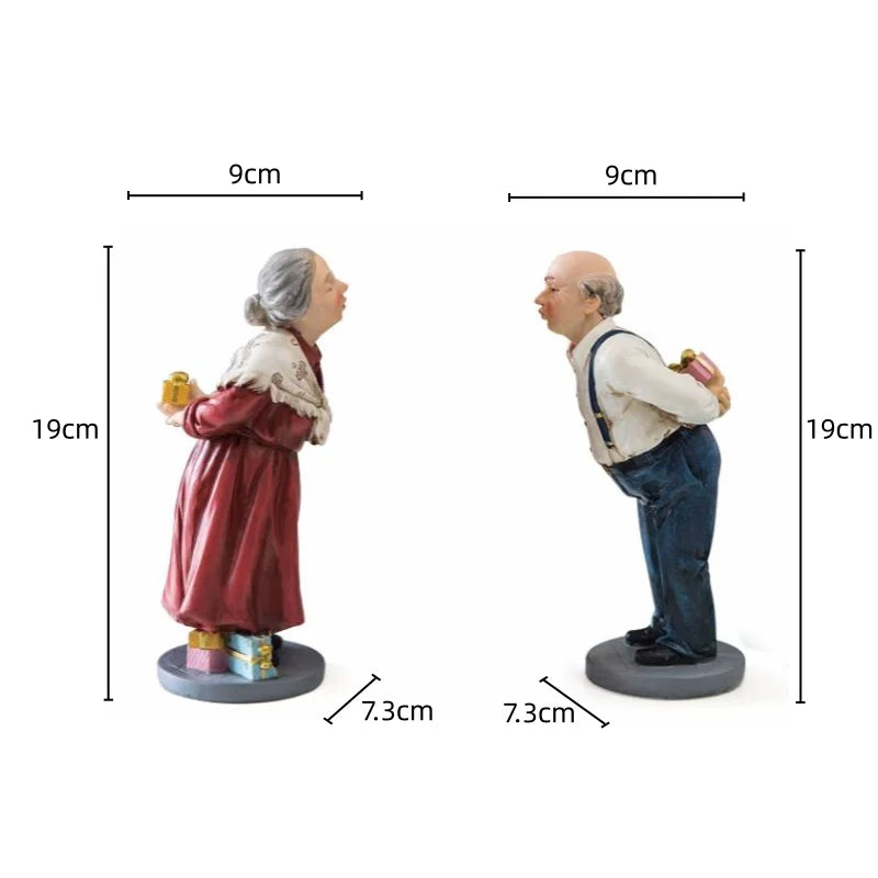 Resin Handicraft Old Couple Figure Sculpture by Afralia™ - Home Decor Figurines