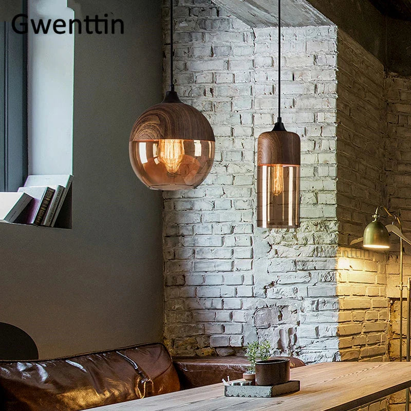 Afralia™ Vintage Industrial Glass Pendant Lights Kitchen Lighting