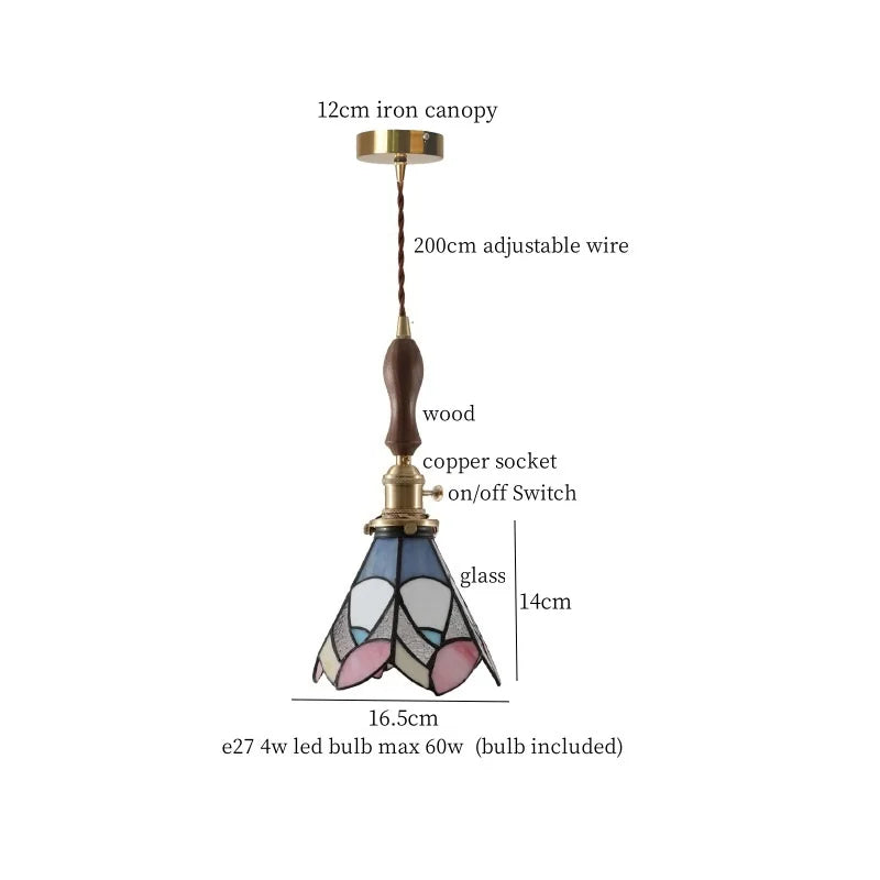 Afralia™ Vintage Glass LED Pendant Light for Cafe Restaurant Living Room