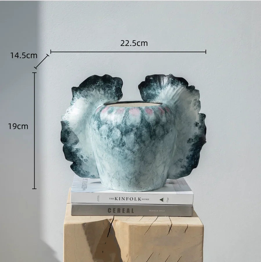 Afralia™ Wavy Wings Hand-painted Ceramic Vases: Unique Floral Decor & Home Accessory