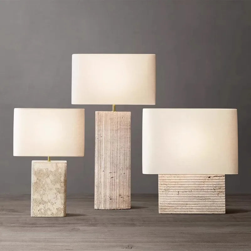 Afralia™ Large Brown Stone Fabric Table Lamp for Home Decoration in Living Room or Bedroom