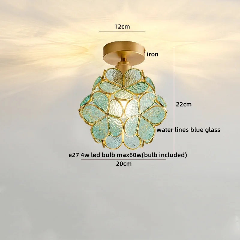 Afralia™ Nordic Flower Ball LED Ceiling Lights Copper Glass Chandelier