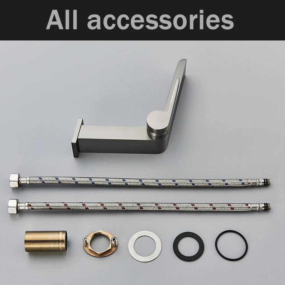 Afralia™ Gun Grey Basin Faucet: Modern Deck Mounted Sink Mixer Tap for Luxury Bathrooms