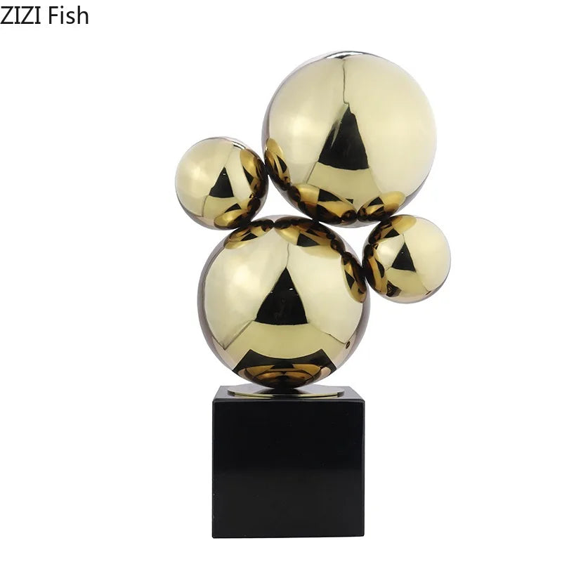 Afralia™ Geometric Metal Sculpture Desk Decor for Room Aesthetics