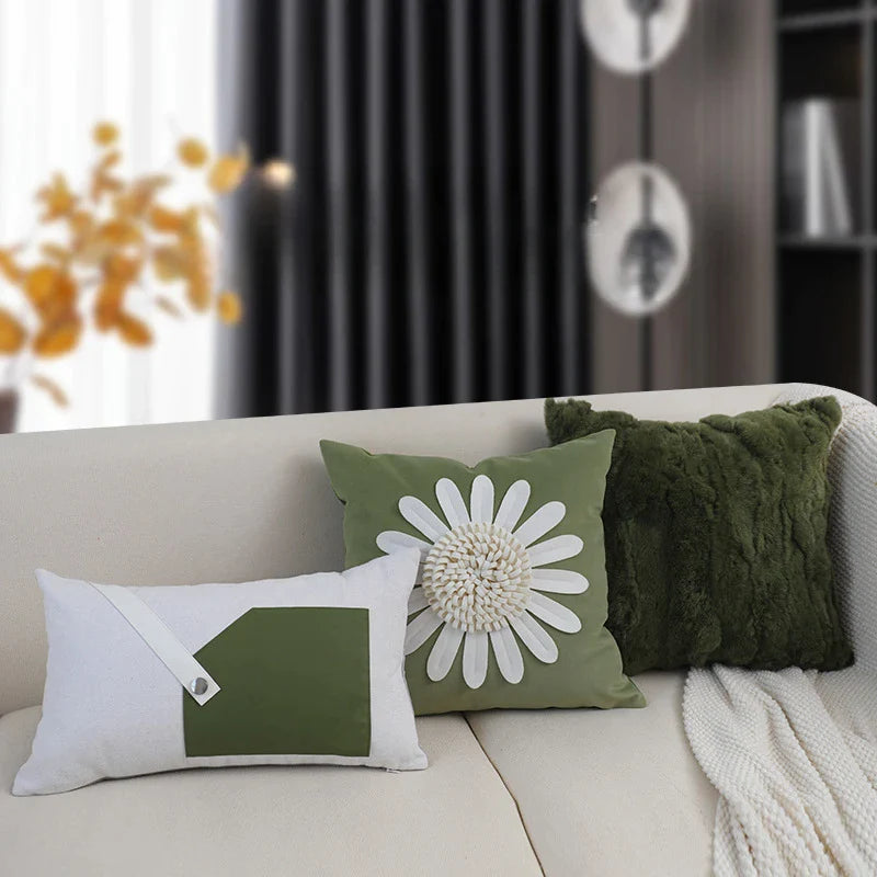 Afralia™ Simple Green Pillowcase for Modern Living Room Sofa Cushions