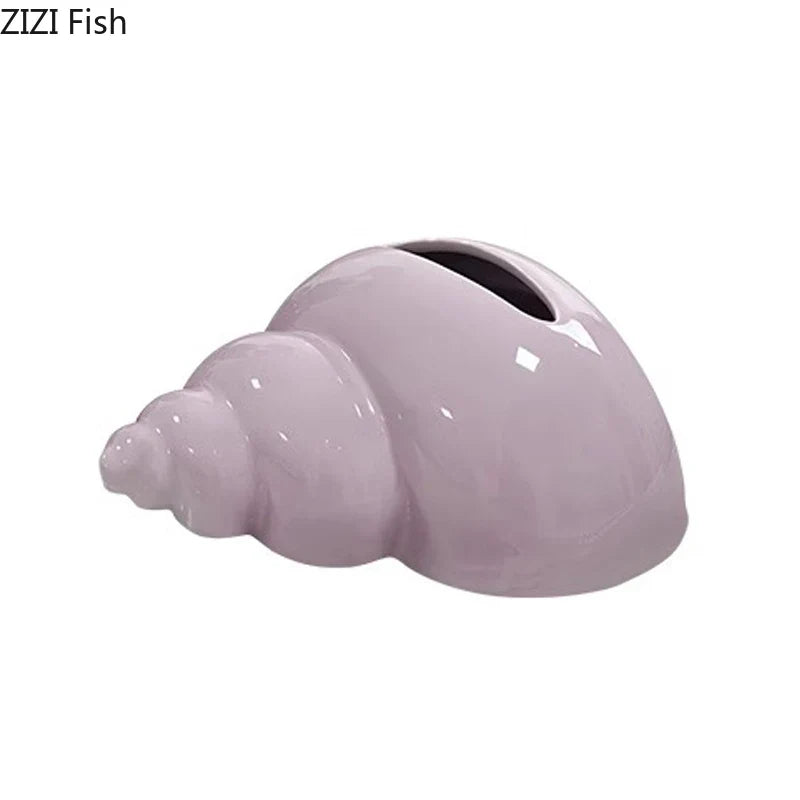 Afralia™ Conch Ceramic Tissue Box: Charming Table Decoration & Paper Towel Case