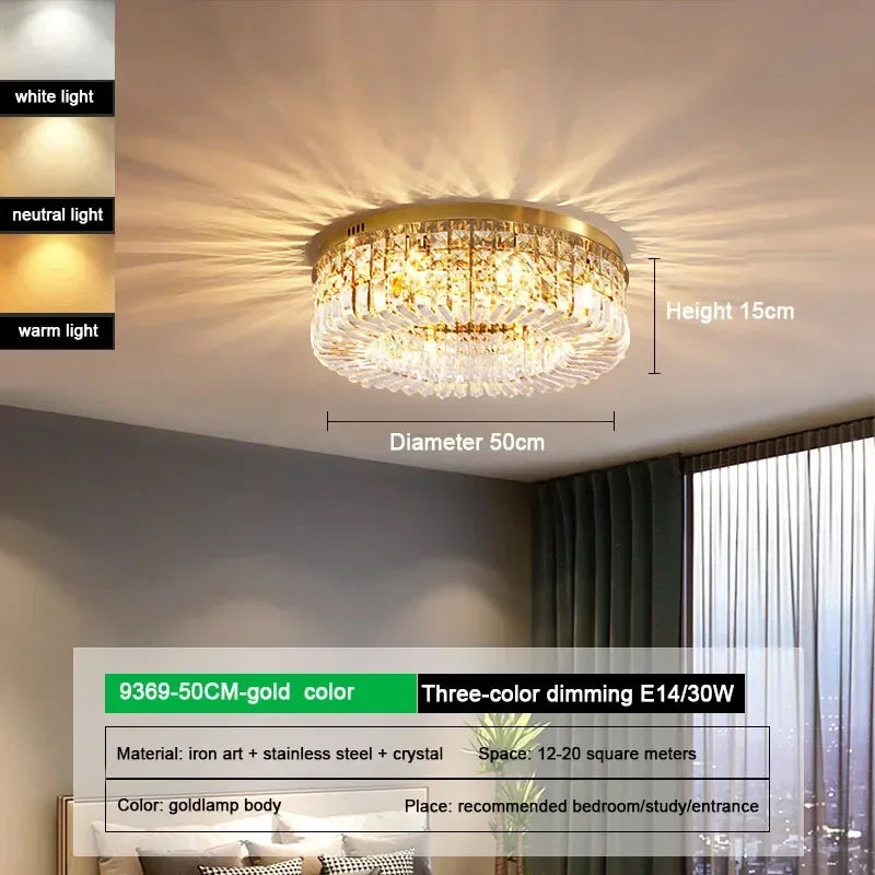 Afralia™ Crystal Glass Round LED Ceiling Light - Luxury Indoor Lighting Solution