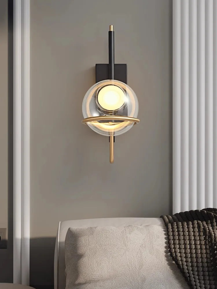 Afralia™ Glass Wall Sconce Led Home Decoration Luxury Black Gold Wall Light
