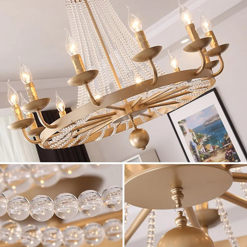 Afralia™ Country Candle Crystal Chandelier for Home Decoration