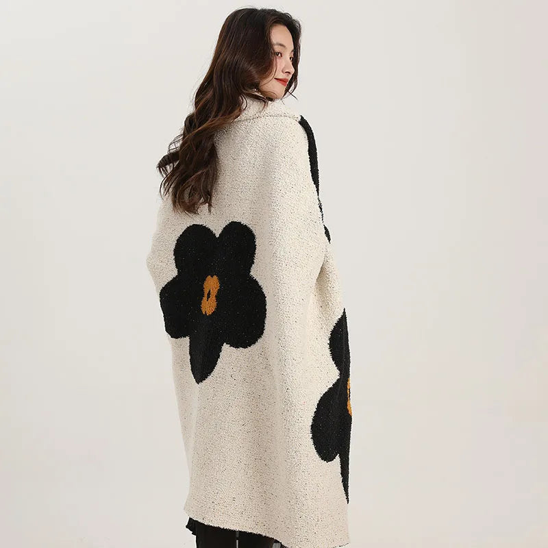 Afralia™ Sunflower Fleece Sofa Blanket: Luxe, Cozy Airplane Shawl & Bed Cover