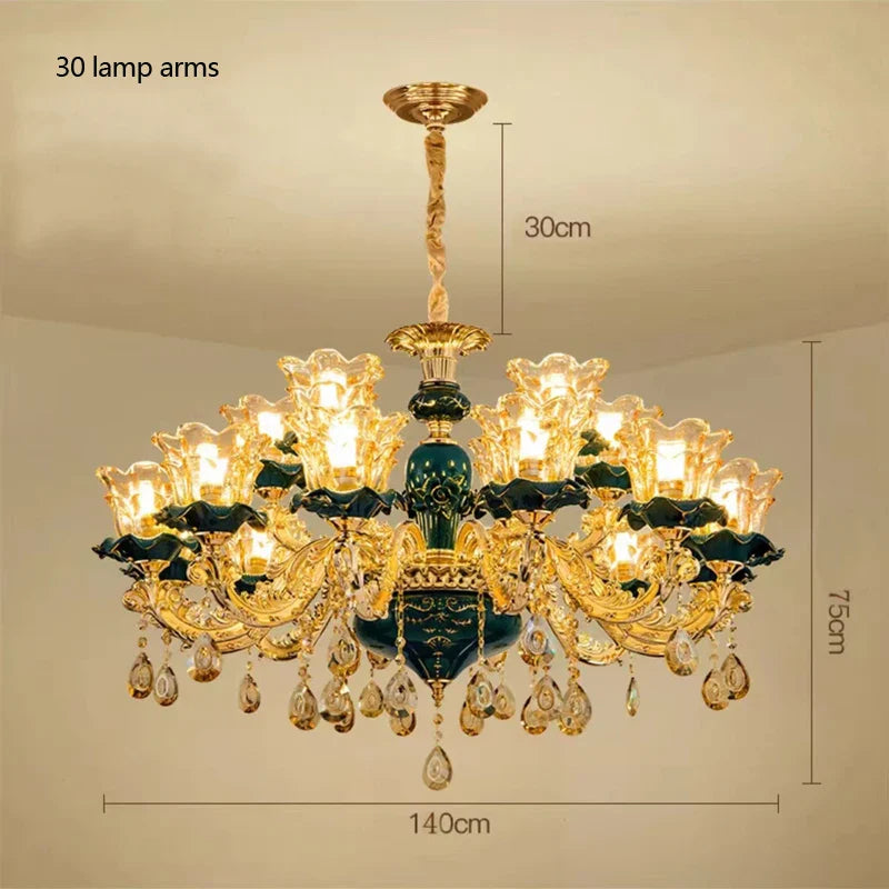 Afralia™ Champagne Crystal Chandelier: Luxurious Living Room Bedroom Pendant Lamp