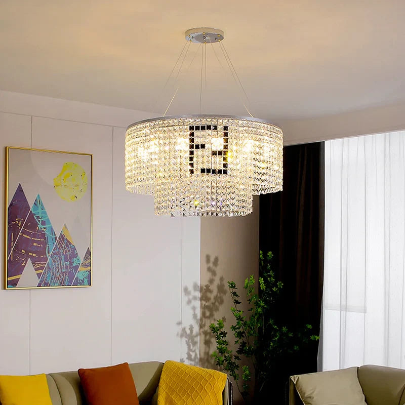 Afralia™ Crystal Pendant Chandelier Ceiling Light Fixture Home Decor Hanging Lamp Luxe Lighting