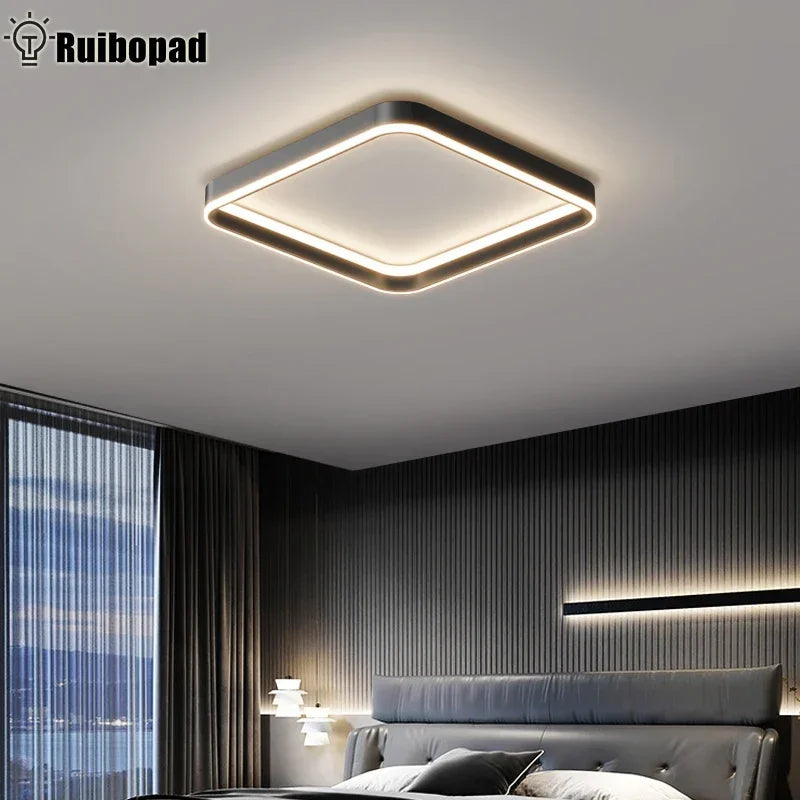 Afralia™ Square LED Ceiling Light for Bedroom Living Room Dining Room with Remote Dimming