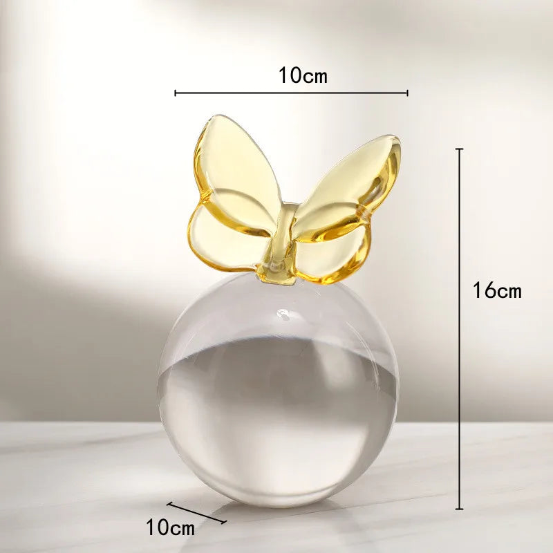 Afralia™ Geometric Butterfly Crystal Ball Home Decor Figurine